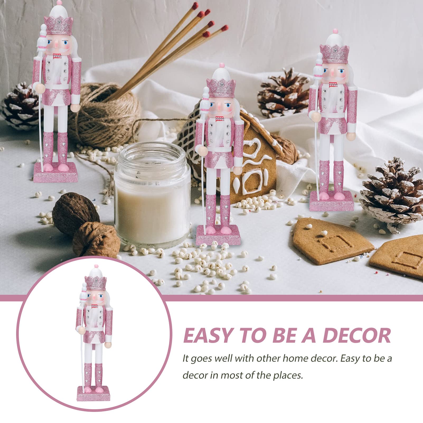 Wooden Nutcracker Christmas Nutcracker Nutcracker Figurine for Christmas Party Pink