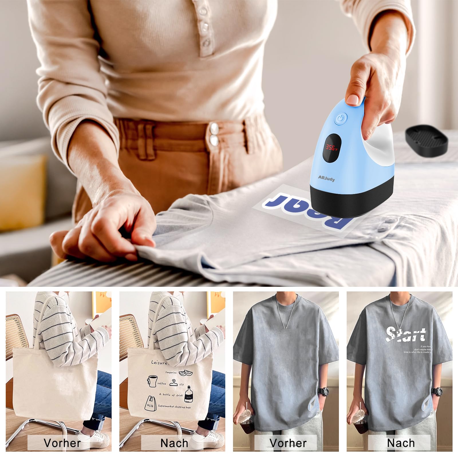 Mini Transferpresse – Ultraleichte tragbare Hitzepresse & Presse Plotter Maschine mit 3 Heizstufen & Temperaturanzeige, Mini Bügeleisen für Basteln, T-Shirts, Schuhe, Hüte & HTV-Vinyl DIY, Lila