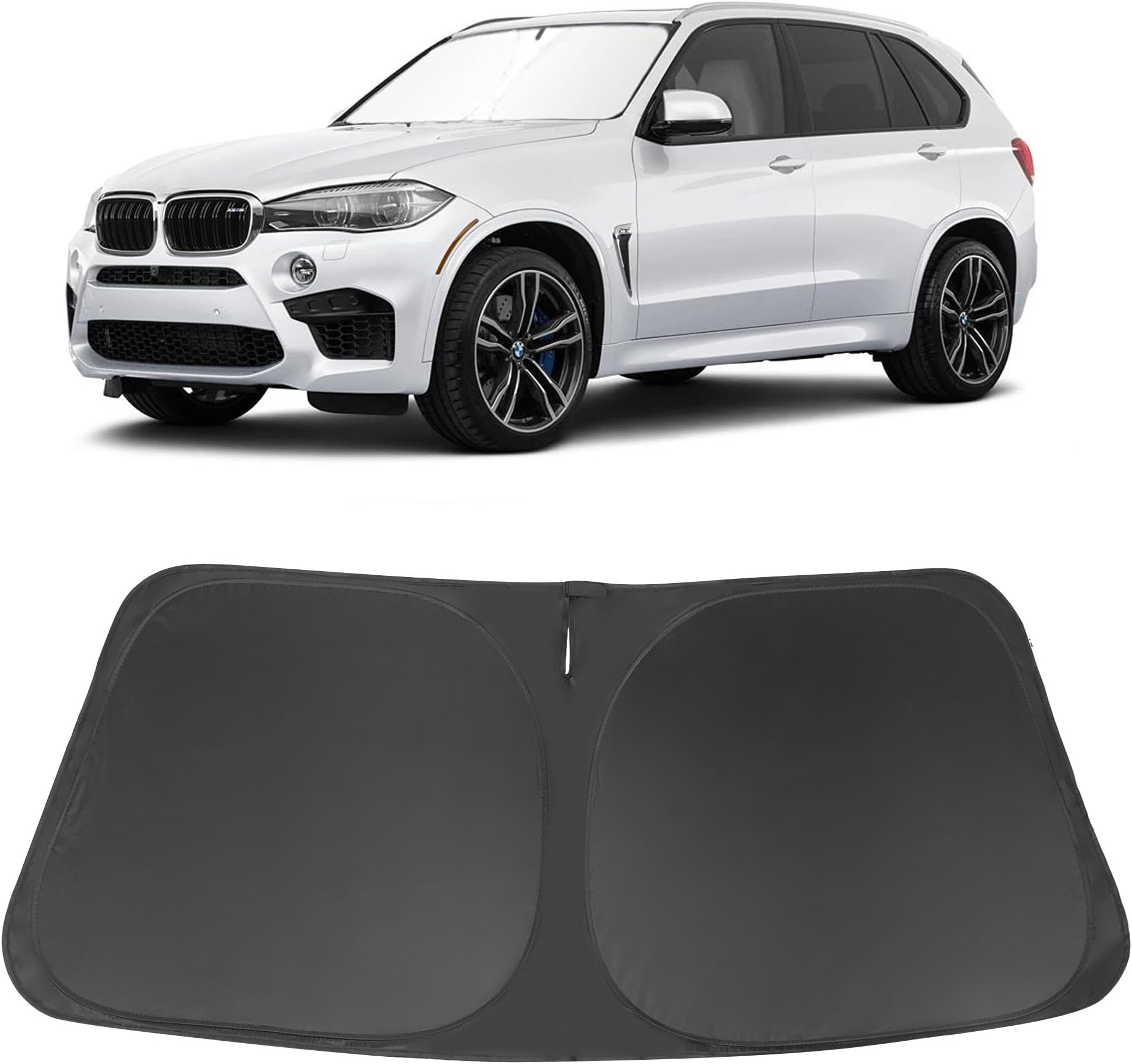 Windshield Sun Shade Custom Fit for 2014 2015 2016 2017 2018 BMW X5 Accessories Foldable Sunshade Sun Blocker Protect Car from Sun Rays & Heat Damage Keep Car Cooler