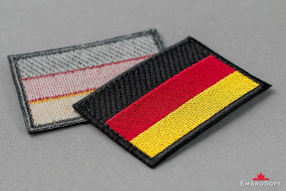 Toppa Riflettente Germania Con Bandiera Ricamata - Emblema Tattico Termoadesivo Da Cucire - 2 Pezzi Con Retro In Velcro