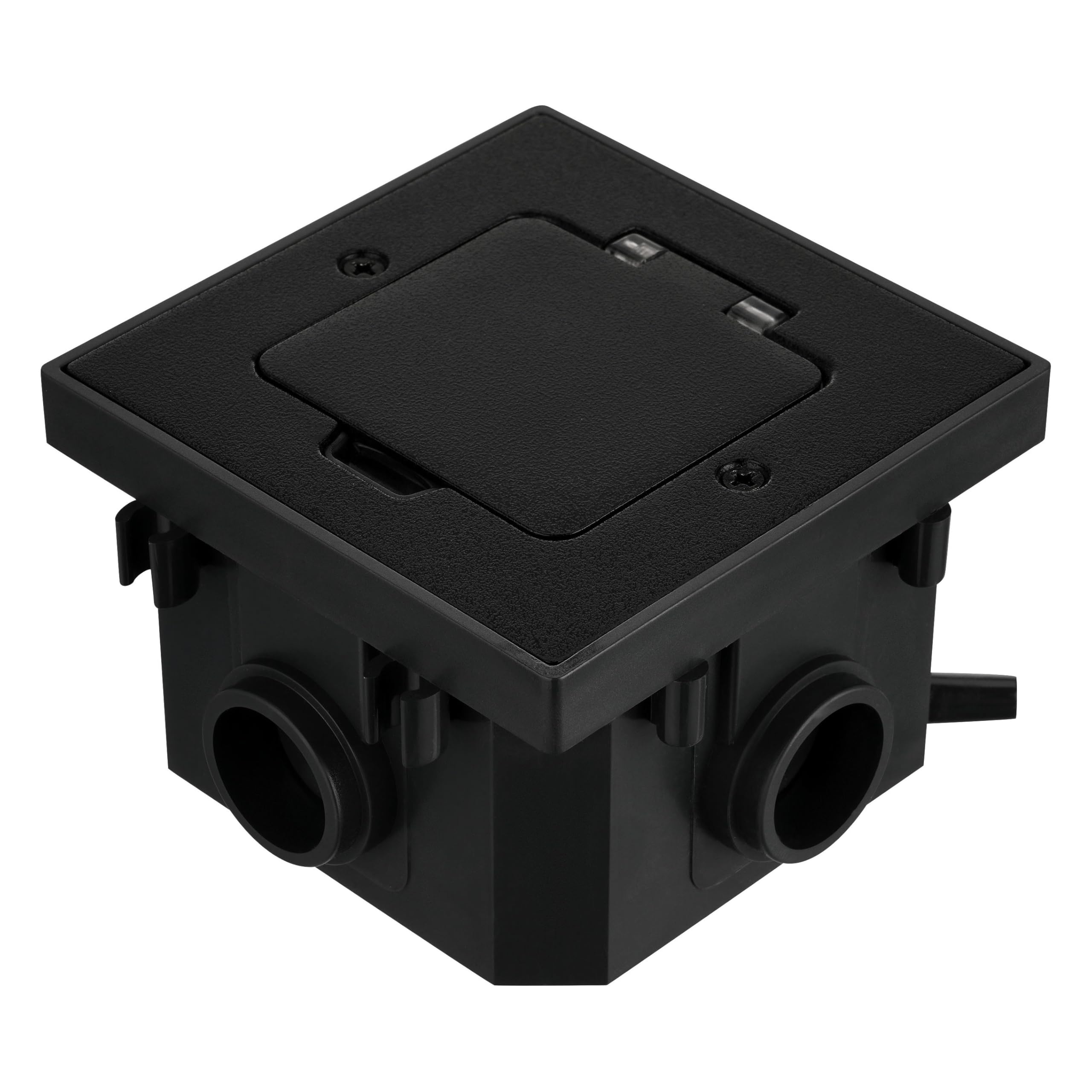 Metall Einbausteckdose, Bodensteckdose IP44, Klappdeckel, Serie AP-1 schwarz