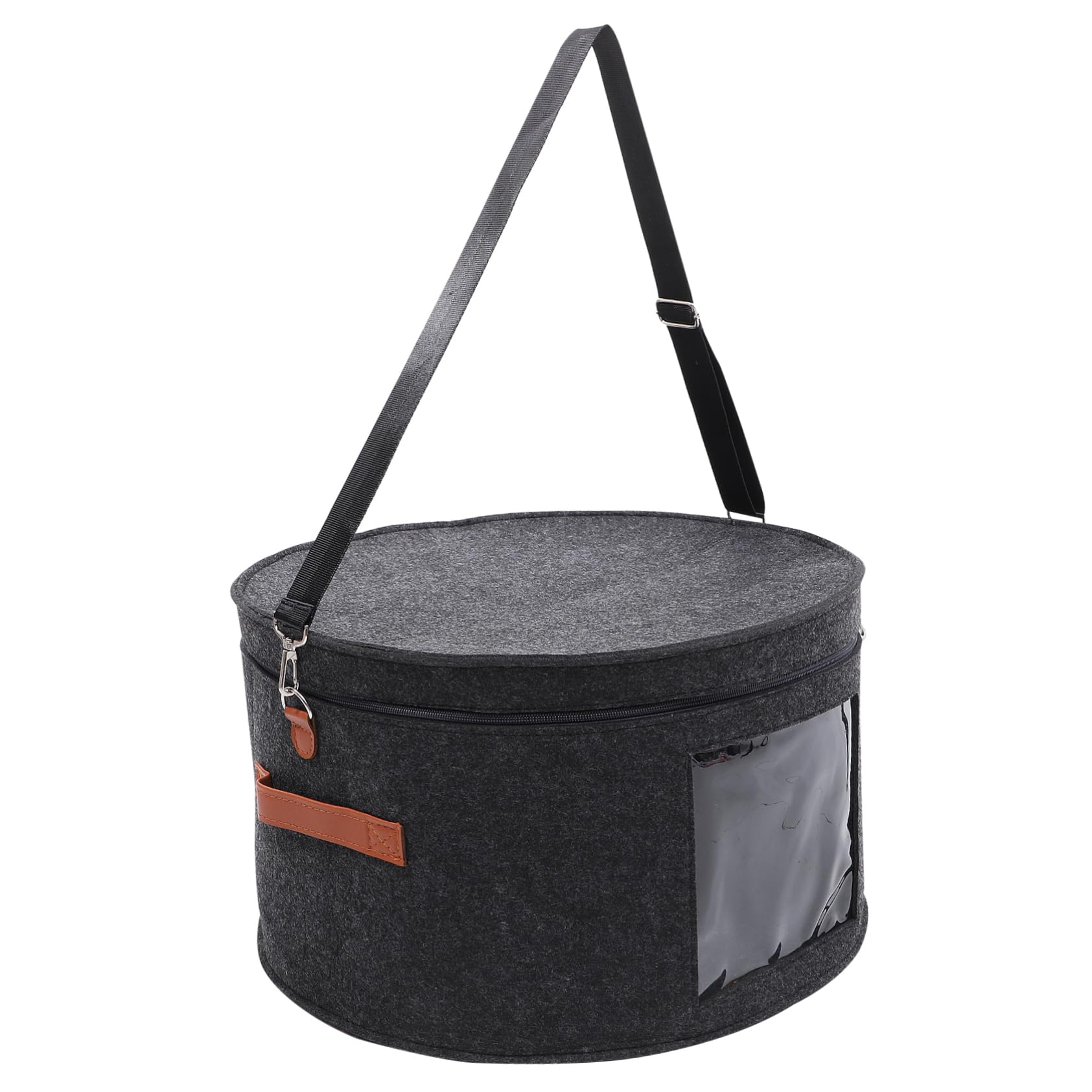 OKUMEYR Hat Organizer Box 43x26cm Baseball Hat Case Round Hat Storage Box for Men Travel Hat Bag Zipper Lid Dustproof and Practical