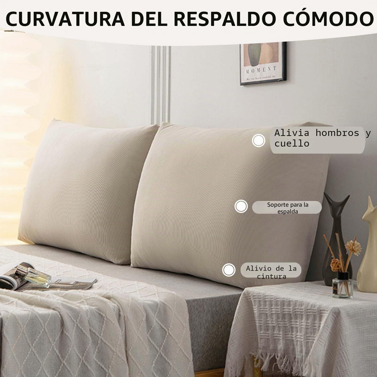 Almohada Respaldo Cama Cojin Cama Respaldo、Cojin Lumbar Sofa、CojíN Lumbar Cama、Cojin De Lectura para Cama、Respaldo Cama(#6,60x58x18cm1pcs)