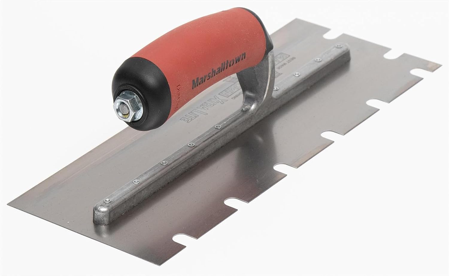 Marshalltown Stainless Steel Trowels, DuraSoft Trowel Handle, U-Shaped, 13mm Y-Notch, 10mm X-Notch, 38mm Z-Notch, 279mm Blade, Right Side Trowel Notches Only, Made in The USA - 5709SSD