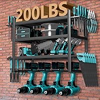 LMEBE Power Tool Organizer Wall Mount - 200lbs Heavy Duty 4-Tier Cordless Drill Rack for Garage Workshop Storage