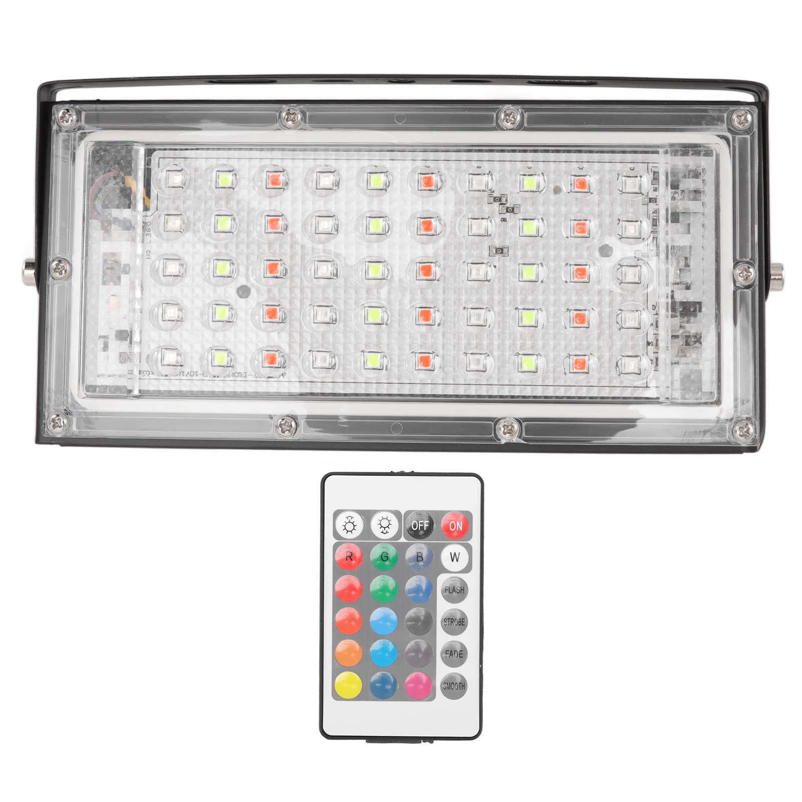 RGB Flood Light 180 Degree Adjustable IP66 Waterproof AC 220V 50W Outdoor Colorful Floodlight with Remote Control for Garden Stage Lighting ABS
