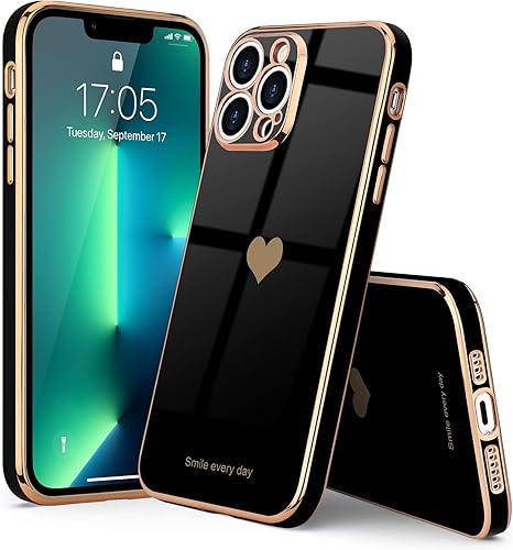 Miniatura 7 de Teageo Funda para iPhone 13 Pro para mujeres y niñas, diseño de corazón de amor, cubierta trasera suave, protección completa de la cámara,