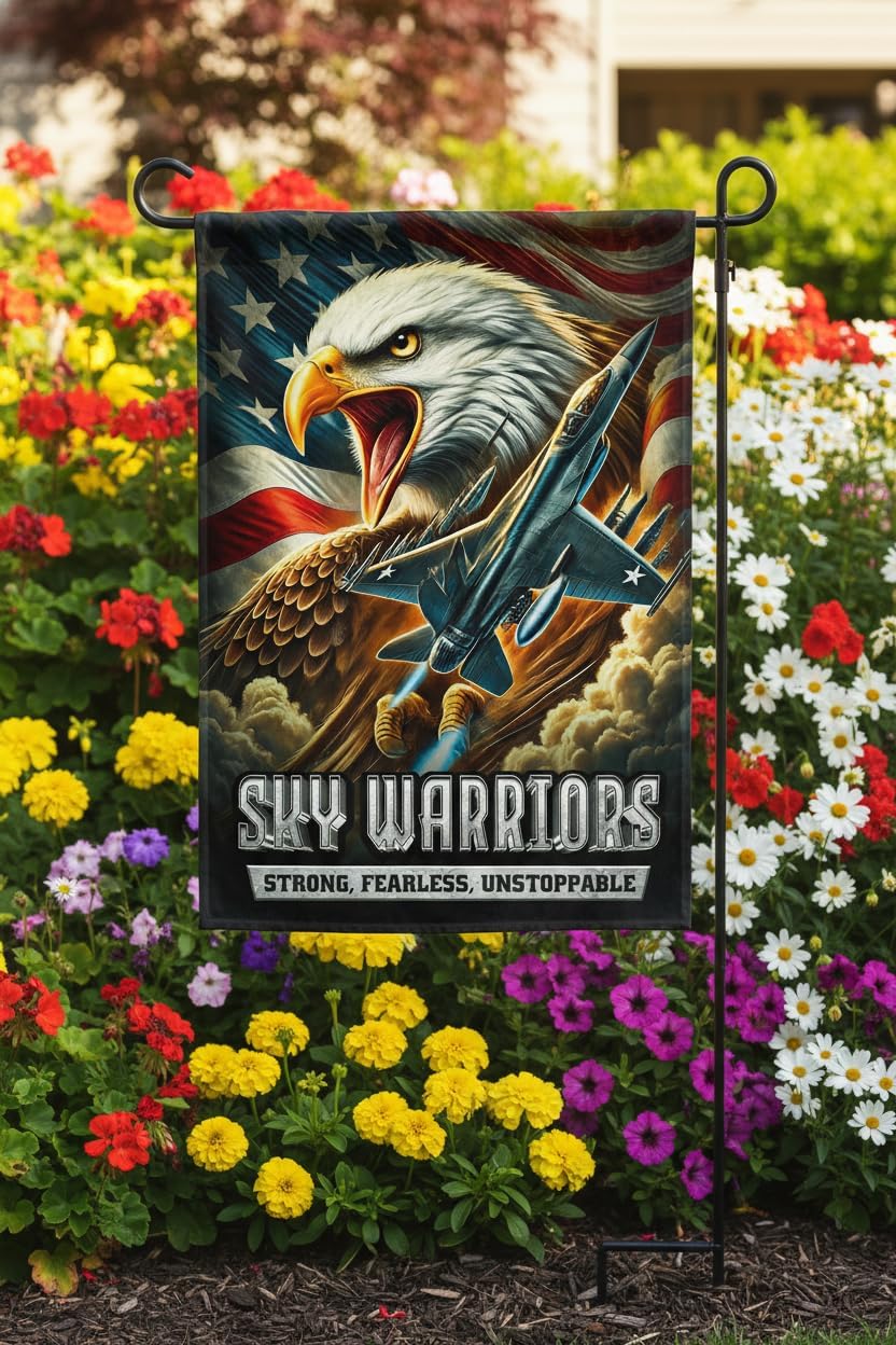 Air Force Garden Flag – 12x18 in Double Sided Military Veteran Tribute Flag with Eagle Jet USA Design – Indoor Outdoor Patriotic Decor for Home, Porch & Yard - Image 3