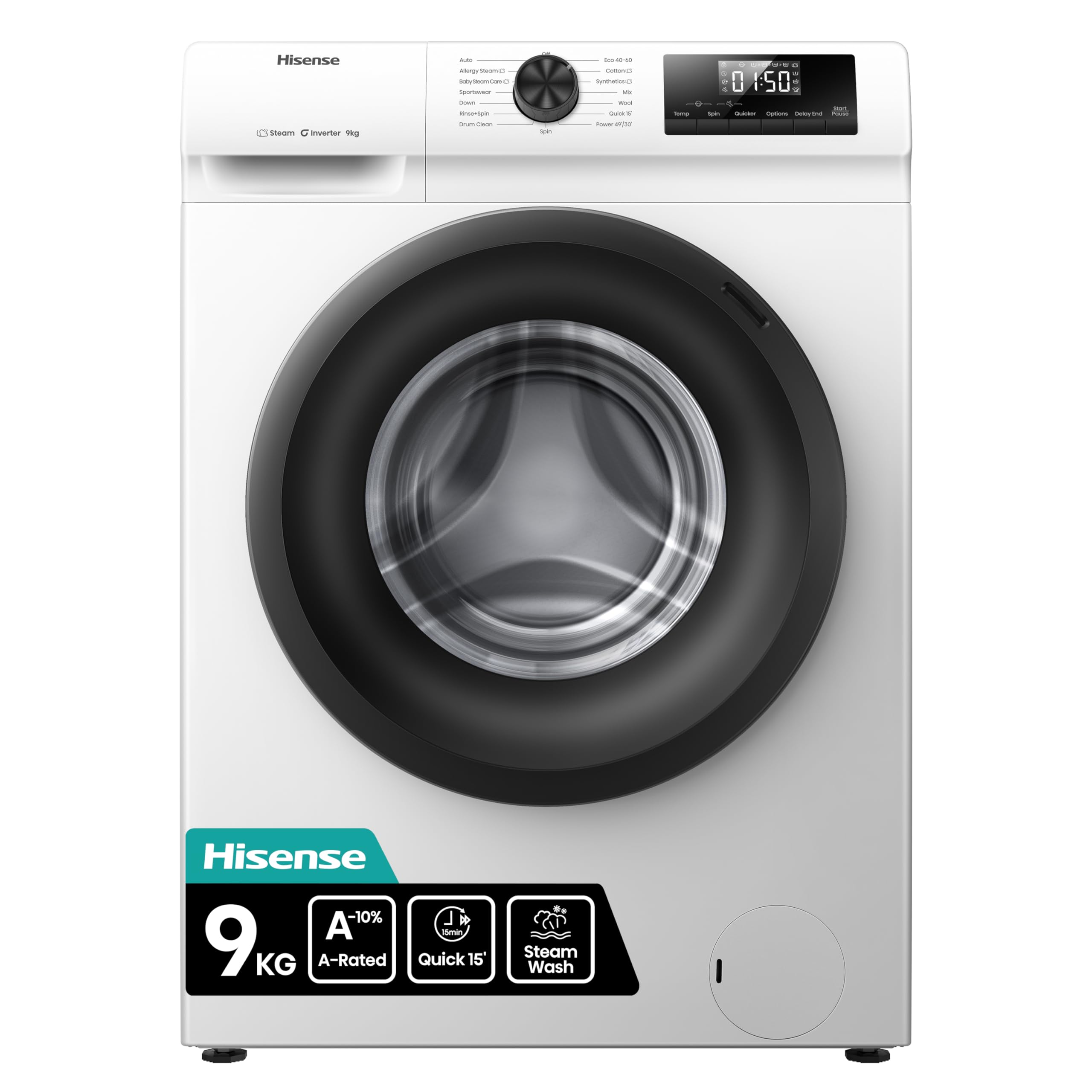 Hisense 1 Series Wf1q9041bw 9 Kg 1400 Spin Washing Machine - White, White