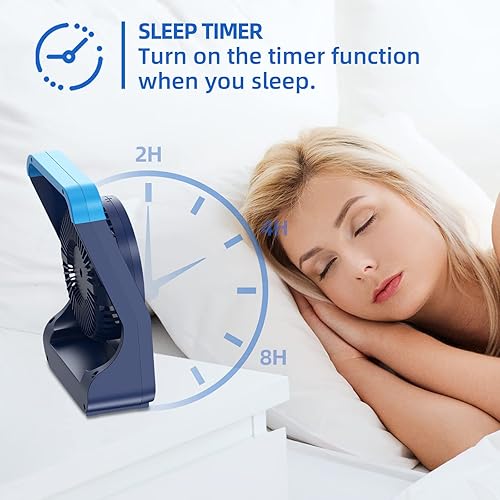 Vista 2 de Ventilador con batería recargable, ventilador de escritorio personal de 20000 mAh, ventilador de mesa USB portátil, ventilador de escritorio Azul