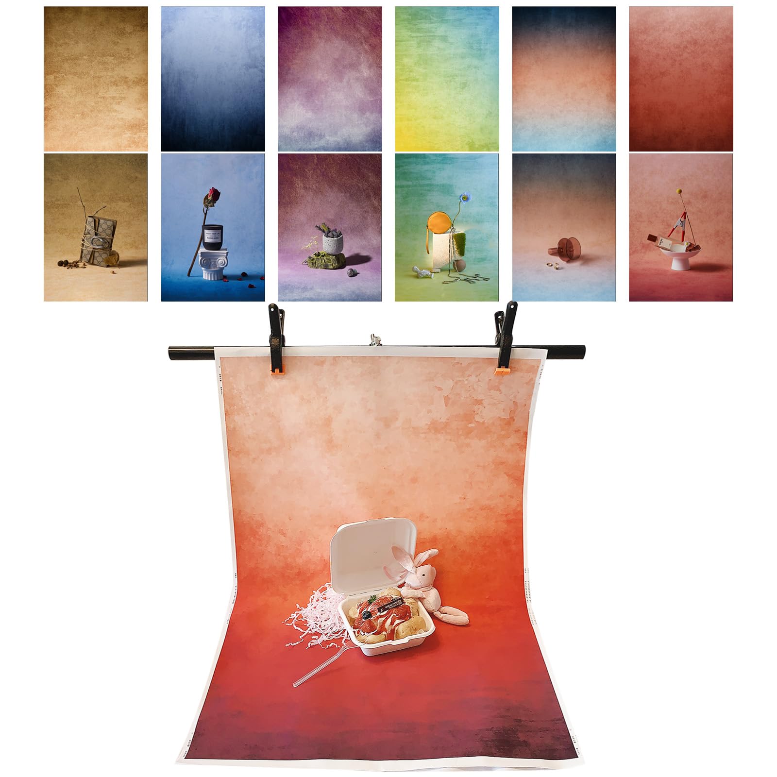 6 sfondi fotografici dal design originale retrò sfumato in panno, non si piega, impermeabile, riutilizzabile, 78,7 x 53,3 cm, sfondo vintage per cibo, gioielli, cosmetici, borsa per trucco