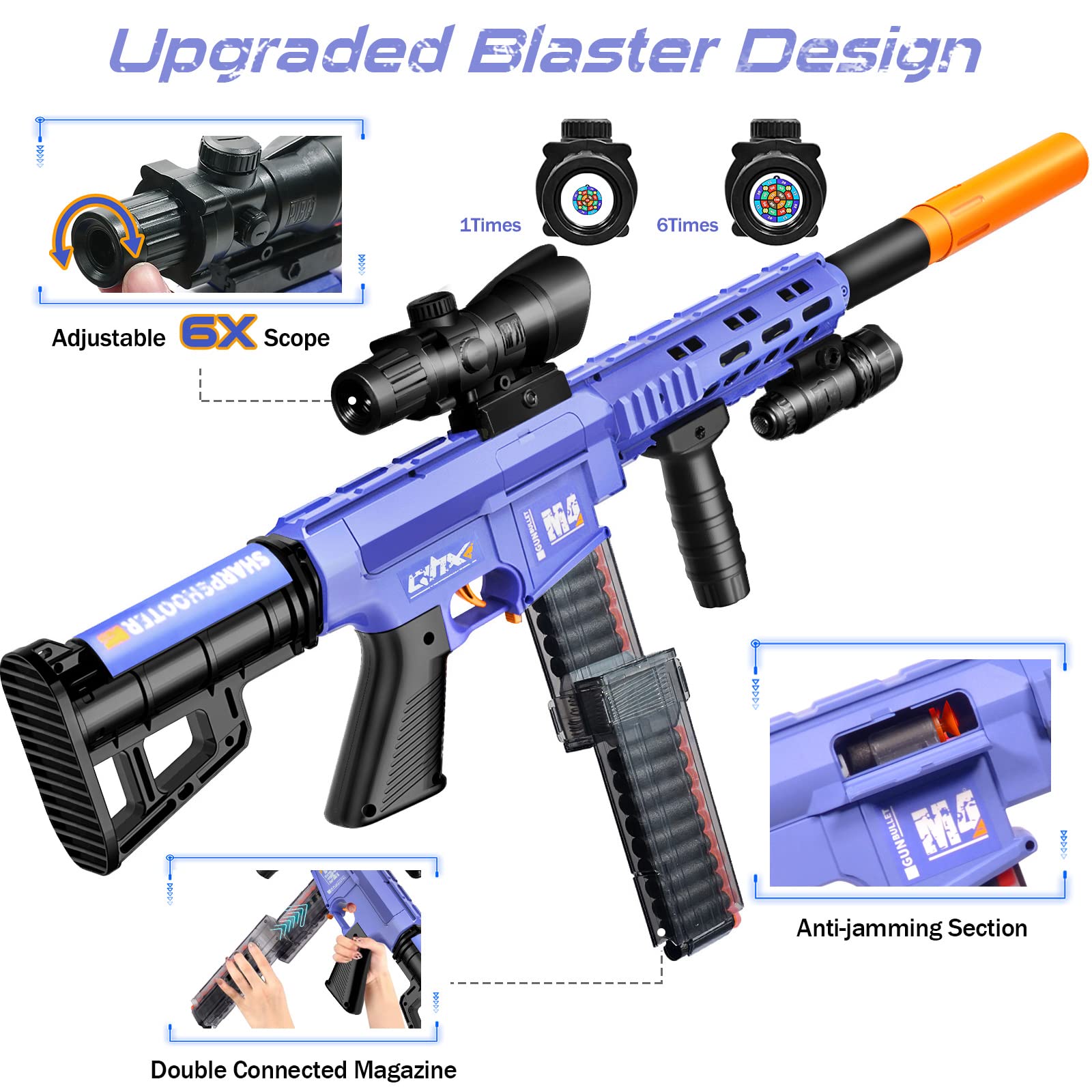 Toy Gun for Nerf Guns Automatic Machine Gun, Electric DIY Soft Bullet