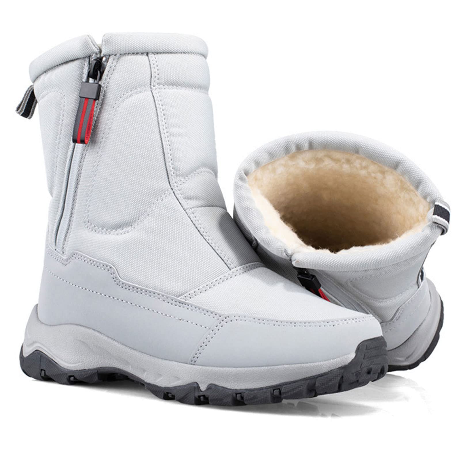 Winterlaarzen voor dames, waterdicht, warme winterschoenen, pluche gevoerde sneeuwlaarzen, platte enkellaarzen, winter, outdoor, antislip, pluche laarzen, boots, antislip en slijtvaste wandelschoenen