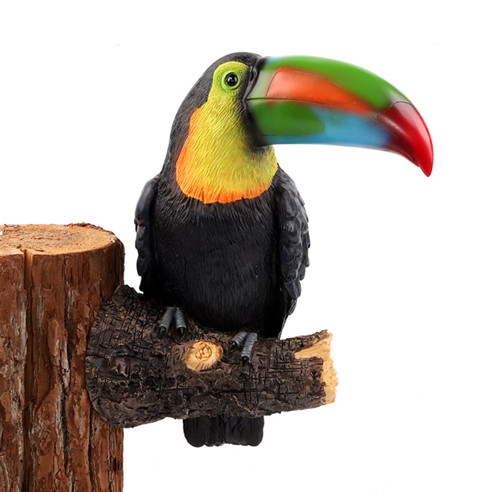 Toucan Tree Hugger,Realistic Toucan on Stump Lifelike Bird Sculptures Statues Tropical Animal Resin Figurine Tree Face Peeker for Patio Yard Hanging Ornaments Decor