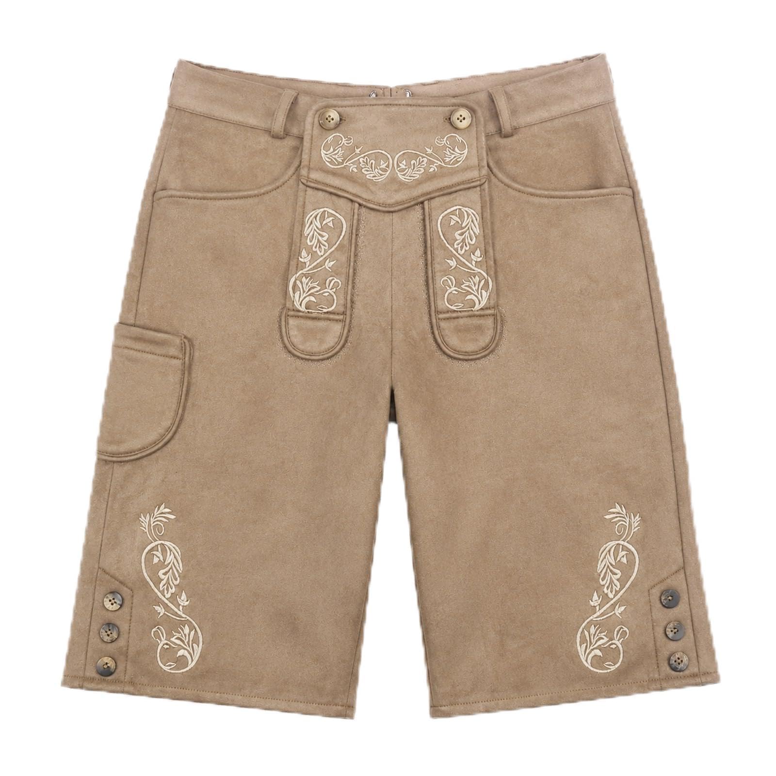 Generisch Bierfest - Pantaloni tradizionali tedeschi in pelle, costume da palcoscenico da uomo con autentico stile tradizionale, look festivo