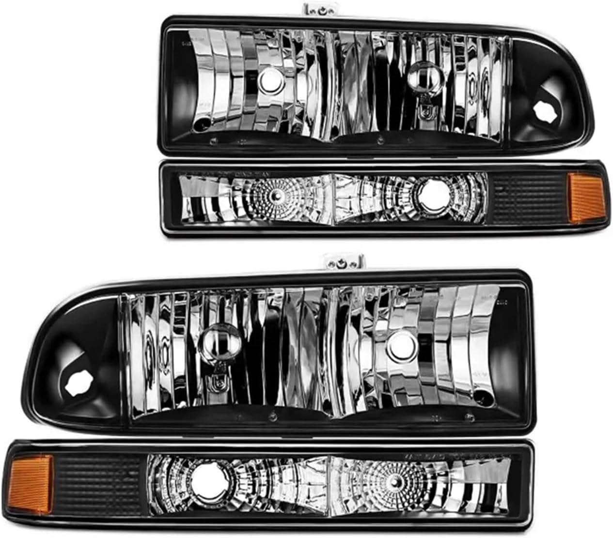 Black +Yellow GM2503172 Lamp 1998-2004 Year Auto Compatible with S10 Blazer Halogen Headlights Assembly No Bulb Pickup Truck(1P)