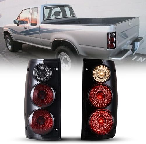 Winjet Luces traseras para Toyota Pickup Truck 1989 1990 1991 1992 1993 1994 1995 Luces traseras de freno trasero (lente humo negro mate)