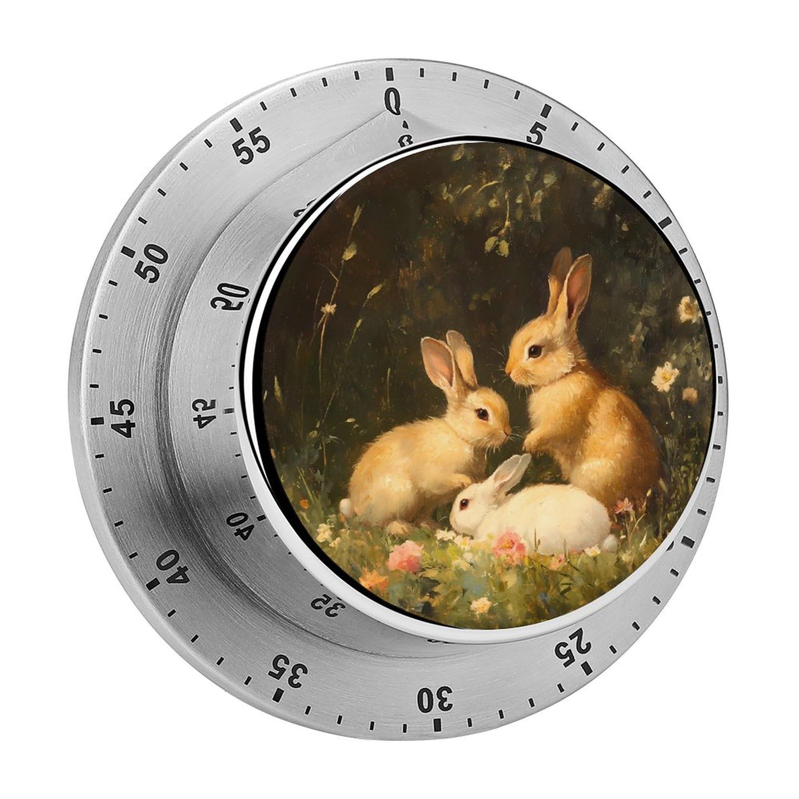 s Yellow White Rabbits Mechanical Timer with Alarm for Kitchen Cooking Productivity Stainless Steel Timers