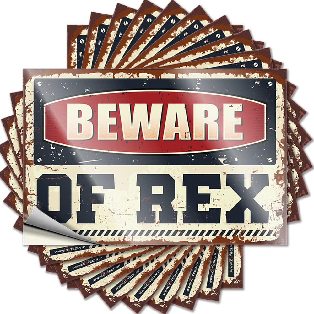Rock Decals, Funny Bathroom Decor Wall Beware of Rex | Funny Quote Things Decals(6X9CM)