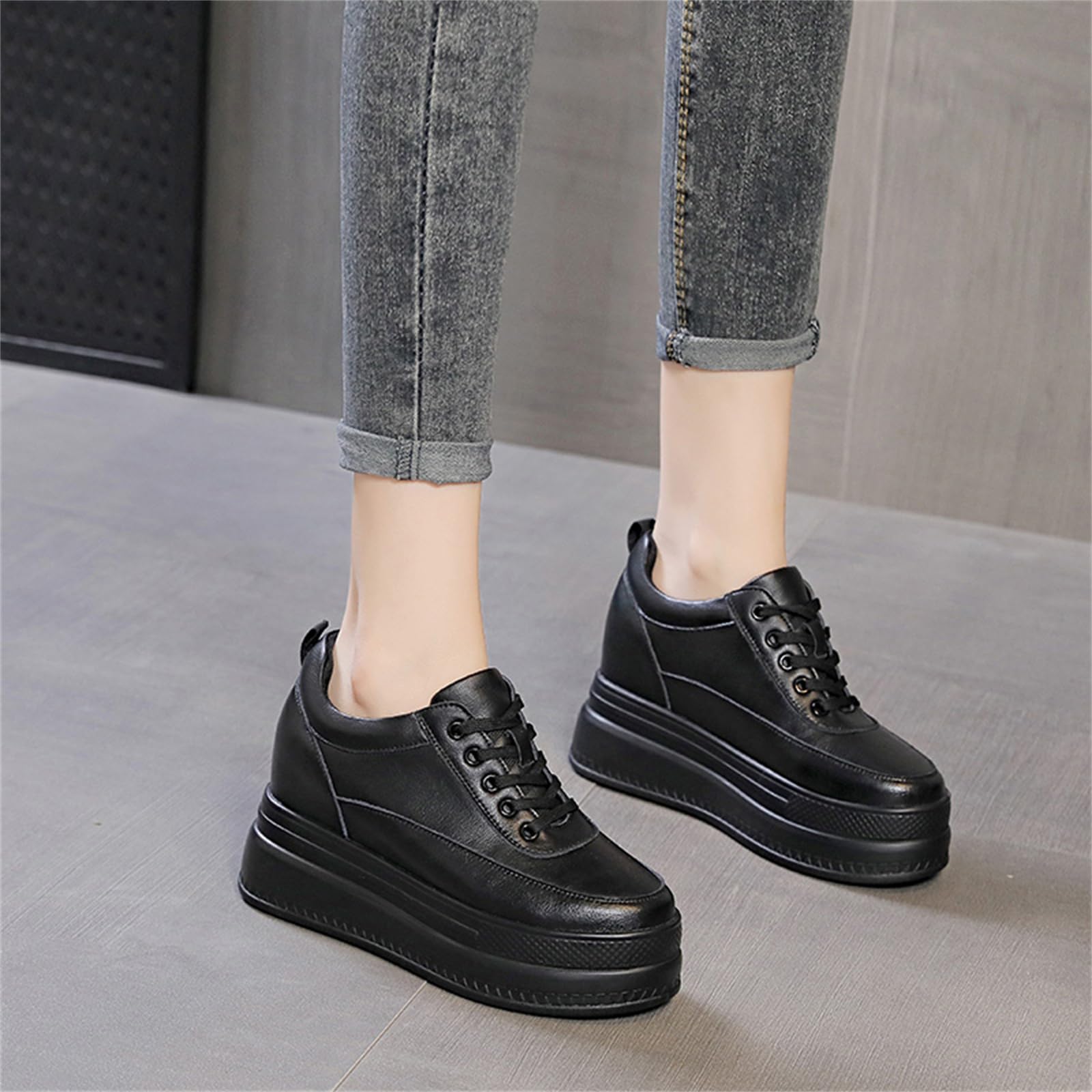 AONEGOLD Damen Sneaker mit Keilabsatz Sportschuhe Mode Plateau Freizeits Bequeme Atmungsaktiv Leichte Laufschuhe Freizeitschuhe Sneakers Mit Absatz 9cm