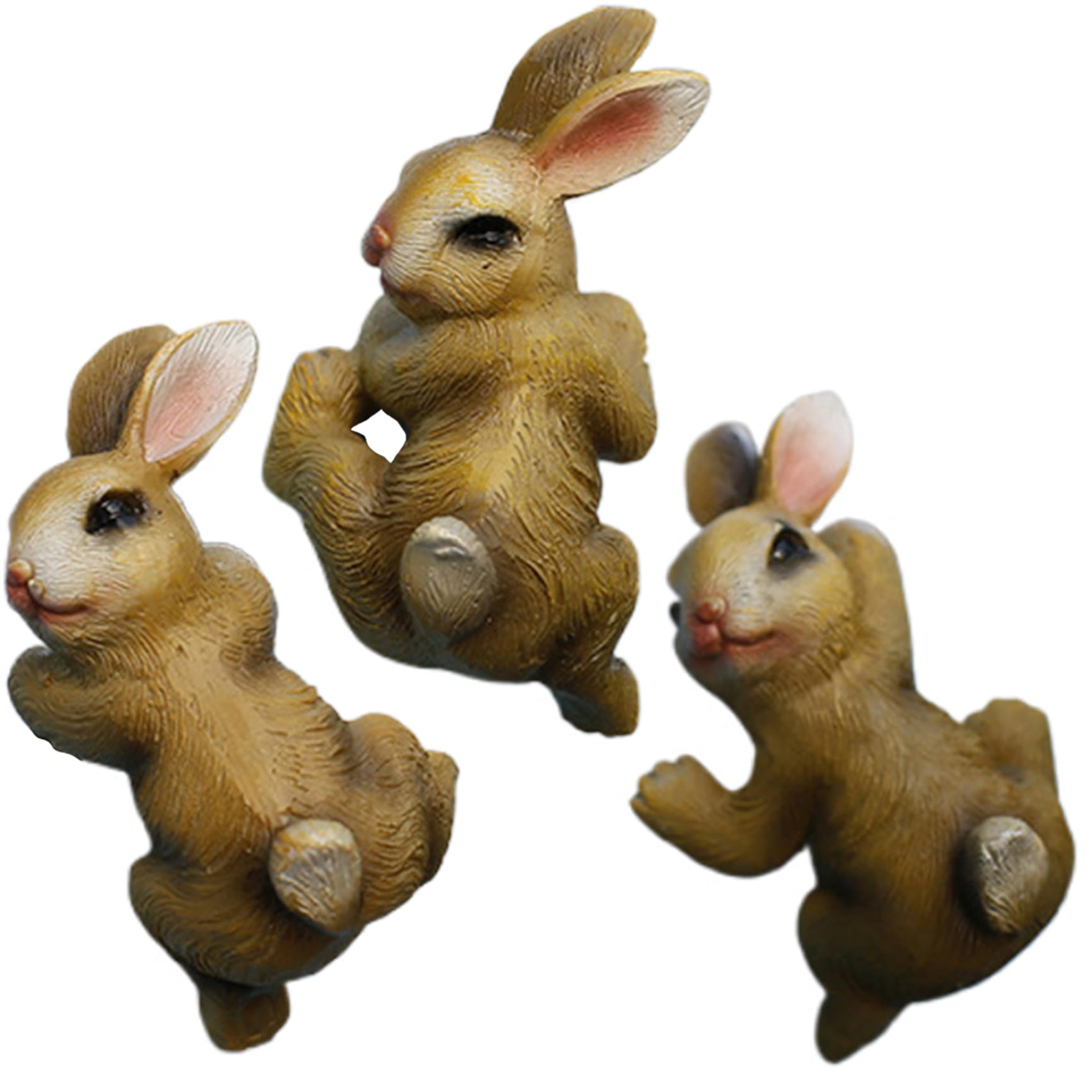 Statue lapin résine pour décoration de bord de pot de fleurs et figurines miniatures de jardin