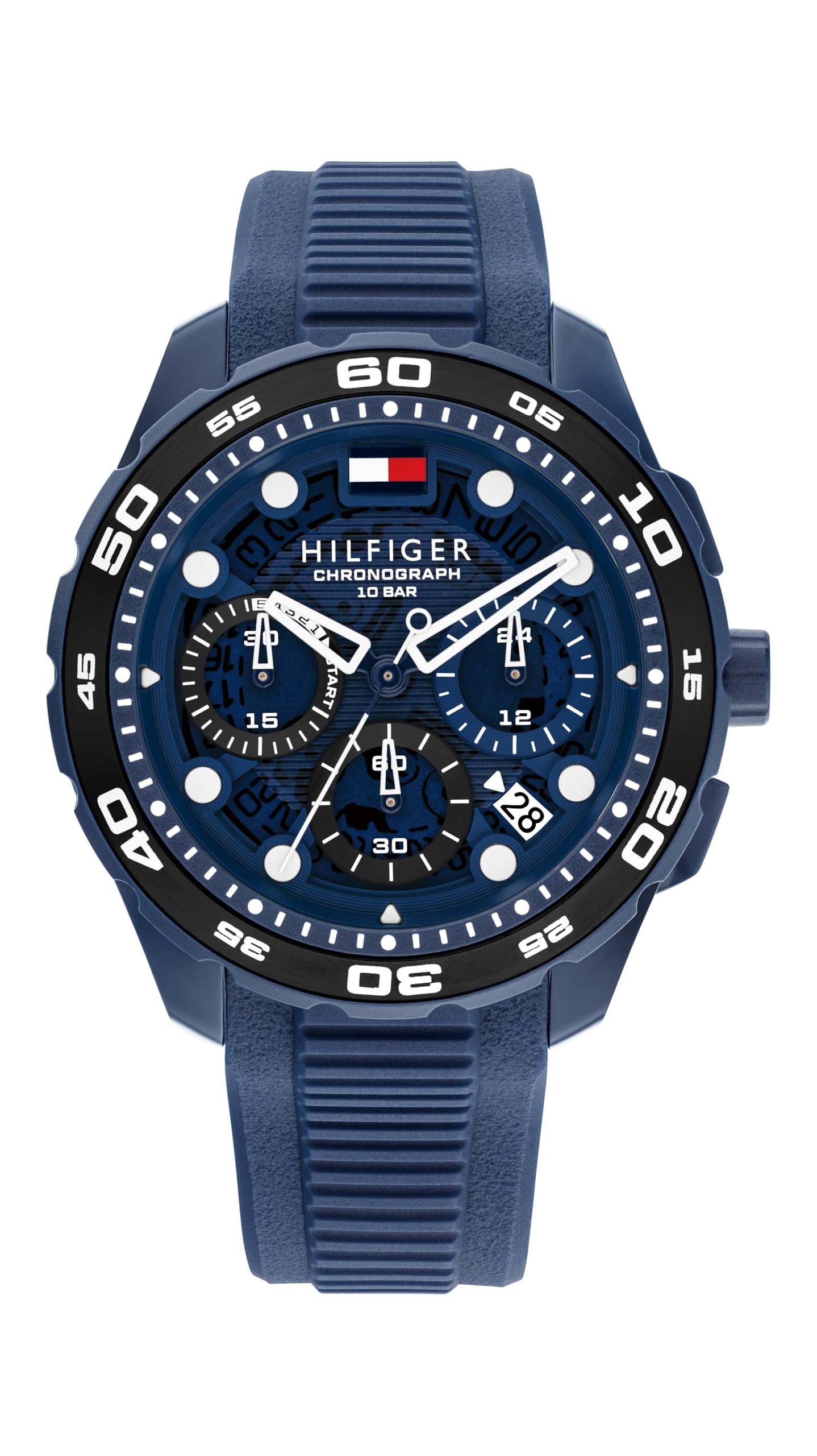 Tommy Hilfiger Orologio Cronografo al Quarzo con Calendario da Uomo con Cinturino in Silicone Blu Navy - 1792232, Blue