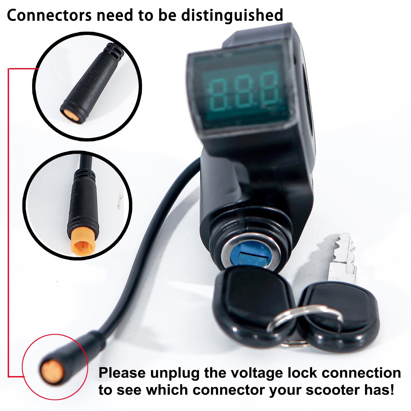 NANROBOT Scooter LED LCD Digital Display Voltmeter and Ignition Lock with Key