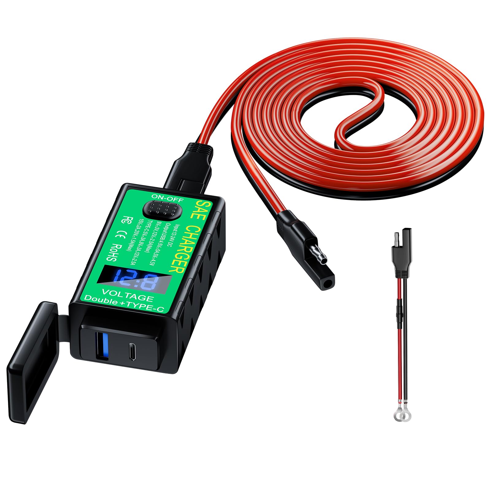 YONHAN Motorcycle Phone Charger Dual USB Type C PD &amp; QC 3.0