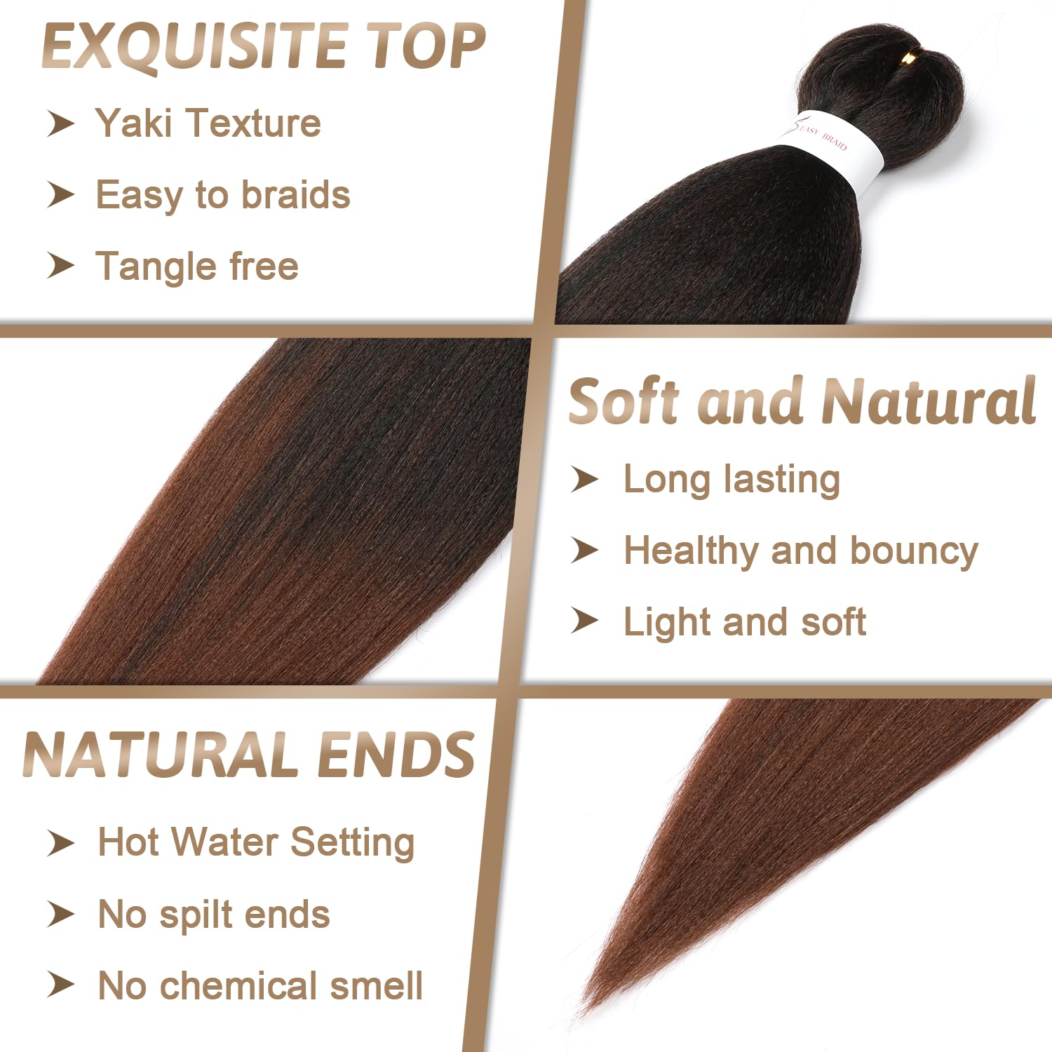 ShowJarlly Pre Stretched Braiding Hair 30 Inch Knotless Braiding Extensions 1pack Easy Braids Hot Water Setting DIY Box Braids Yaki Textured Crochet Hair Braiding (30inch,1B/30#) - Image 3