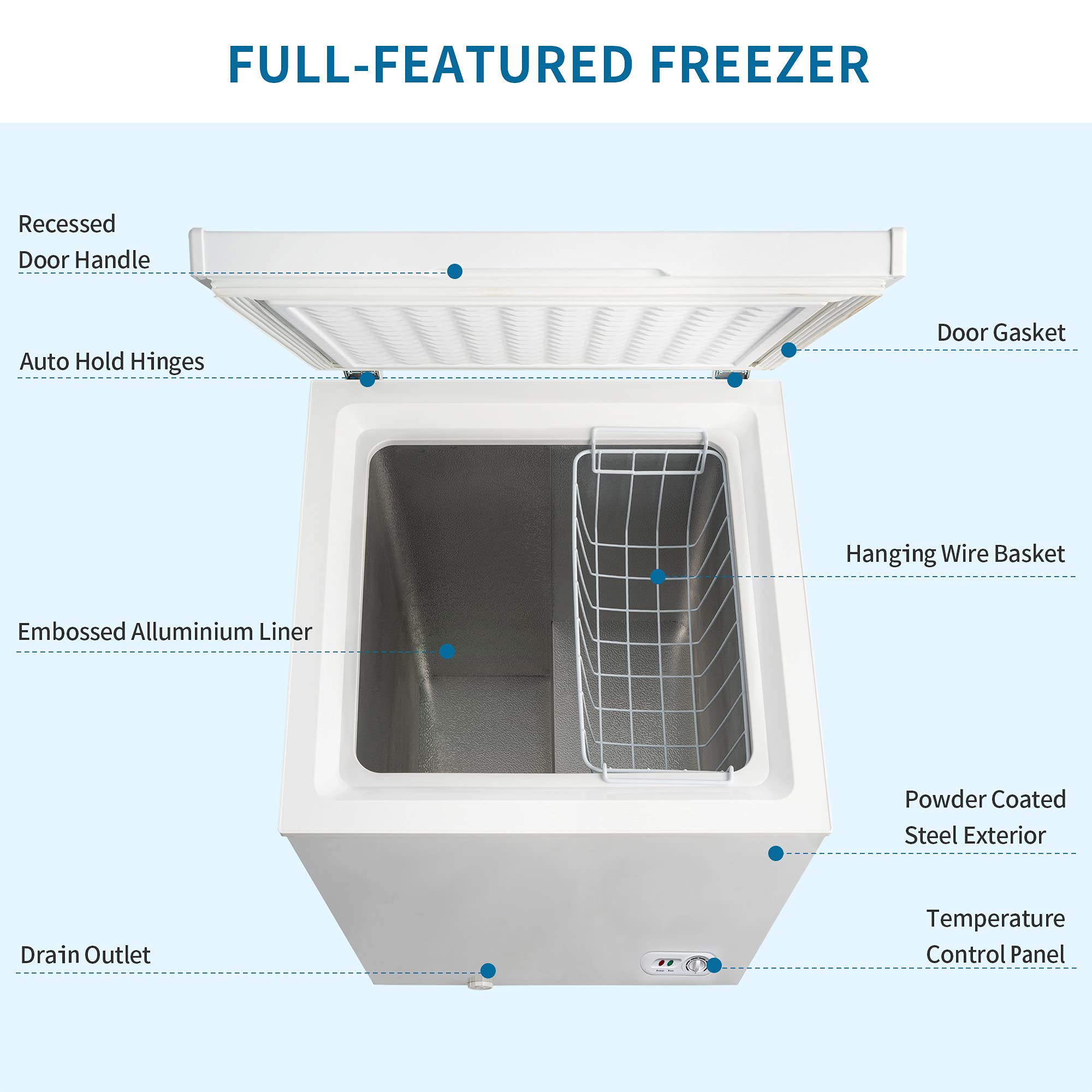 Mnssrn Upright Freezer, 3.5 Cu.Ft. With Top Door, Removable Storage Basket, 7-Speed Temperature Control, Energy Saving, Suitable For Office Dorms Or Apartments on Fridge.com - View 3