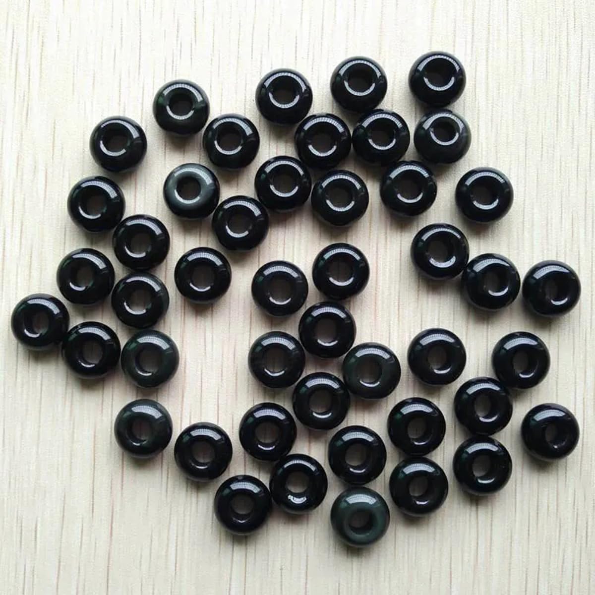 Lot de 50 Perles Rondes en Pierre Naturelle de 0,15 Pouce, Perles d'agate à Gros Trou pour la création de Bijoux (Bracelets et Colliers).