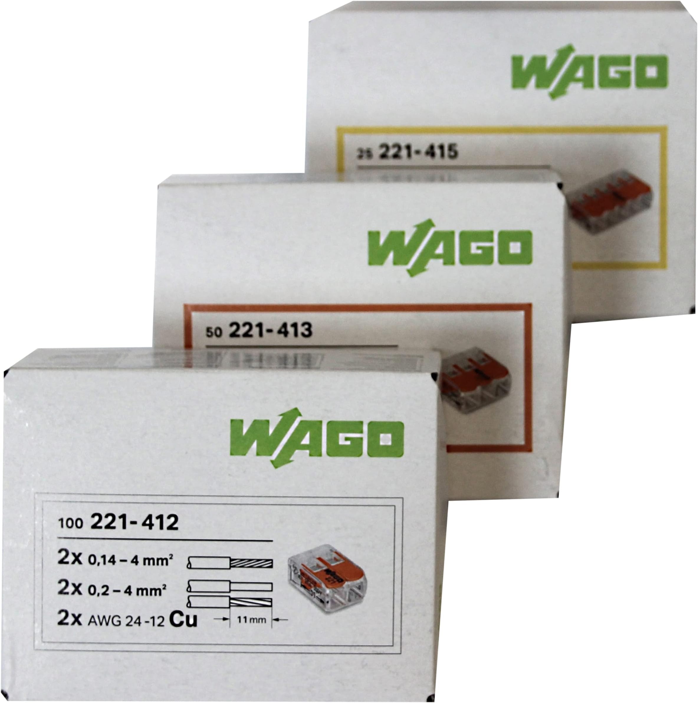 Connecteurs Wago 221-413 à Levier 3 Fils - Lot De 2500 Pièces, Neuf, Origine USA