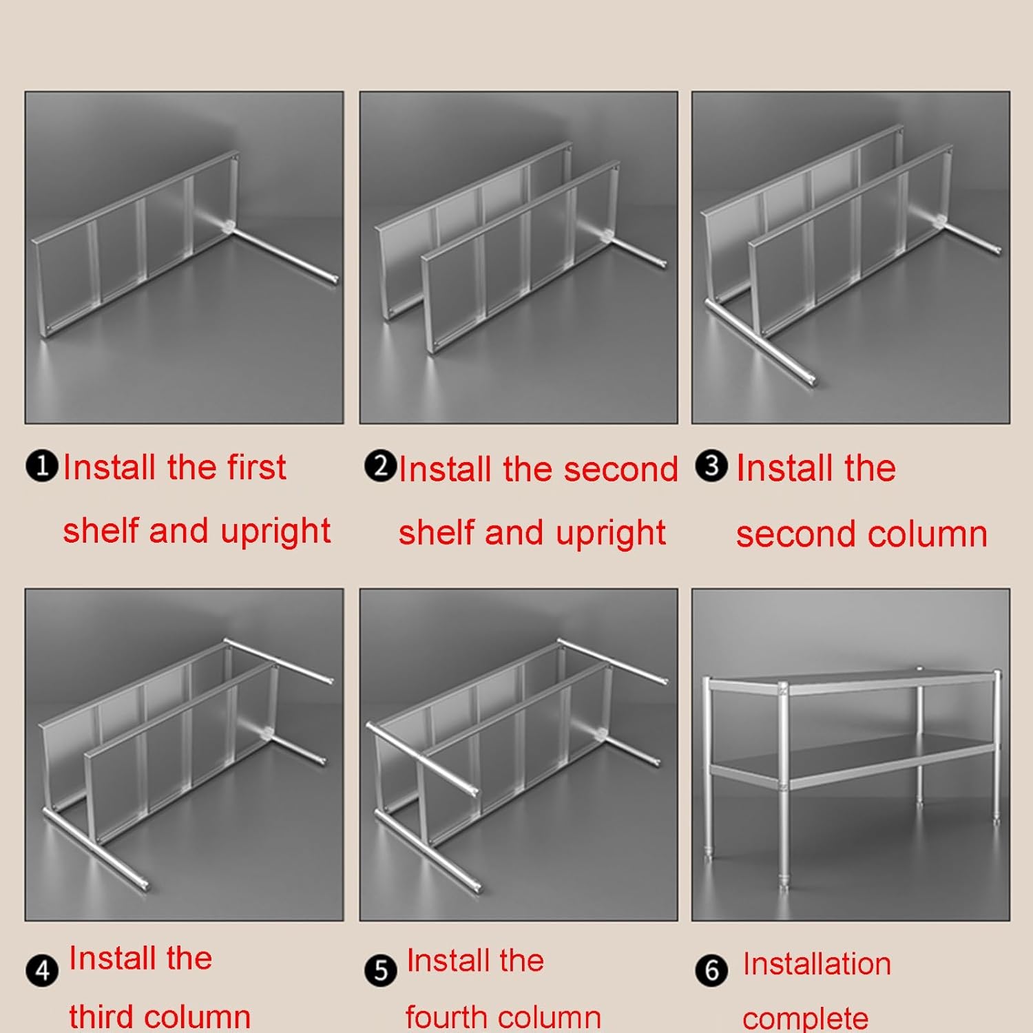Stainless Steel Double-Layer Work Table Kitchen Floor-Standing Storage Rack Warehouse Packing and Packaging Table Adjustable Height Shelf 19.7x31.5