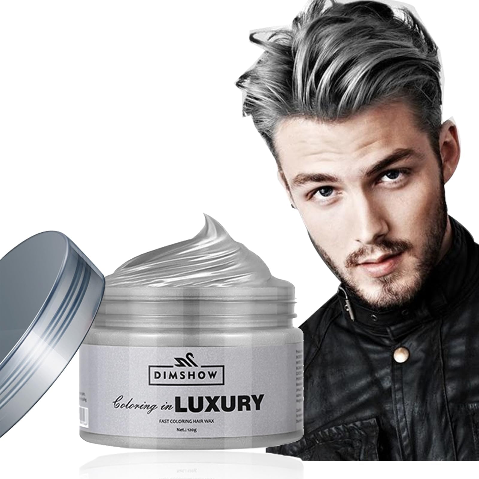 Silver Gray Temporary Hair Color Wax, Colored Hair Wax Dye