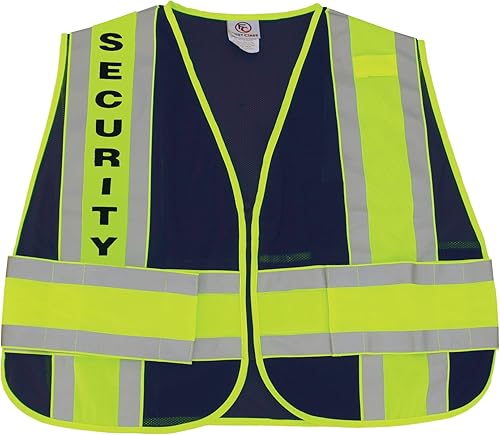 First Class Chaleco de seguridad con pestaña de micrófono de seguridad, tiras reflectantes, cremallera para hombres y mujeres, chaleco de