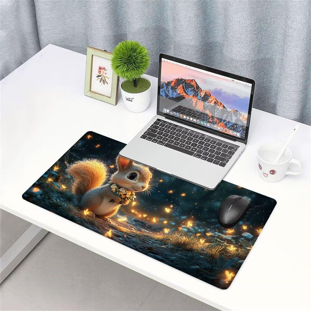 Alfombrilla de Mouse para Juegos, Giallo, XXL, Antideslizante, Impermeable, Diseño de Scoiattolo, Extendido, Grande, 1200x600x3mm, para PC, Laptop, Ufficio, Famiglia d-645