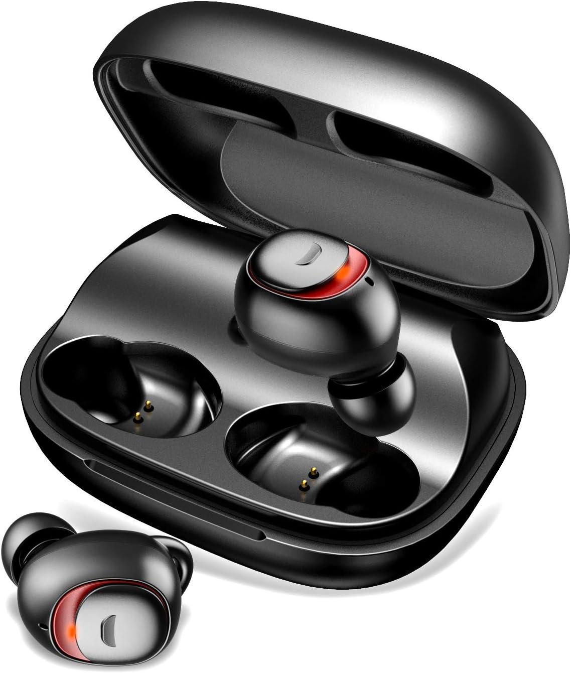 TECKEPIC True Wireless Earbuds, Bluetooth 5.0 Earbuds, in-Ear Headphones Earphones with Charging Case, Stereo Sound Built-in Microphone, Waterproof, for iPhone Android Running Sport