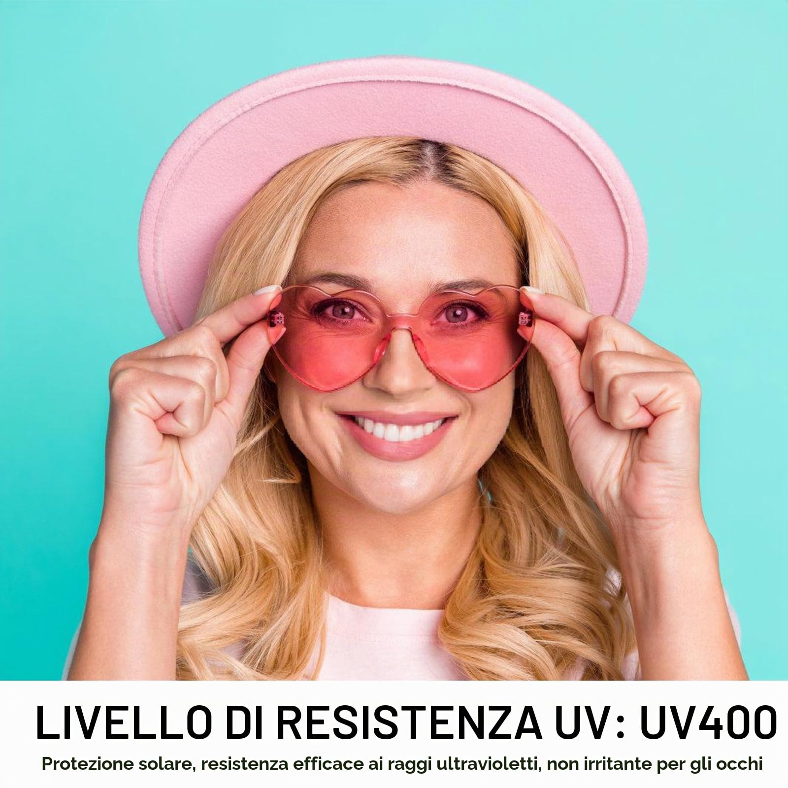 GOMETY 24 occhiali da sole senza bordi, a forma di cuore, per carnevale, feste in spiaggia, Natale, 12 colori
