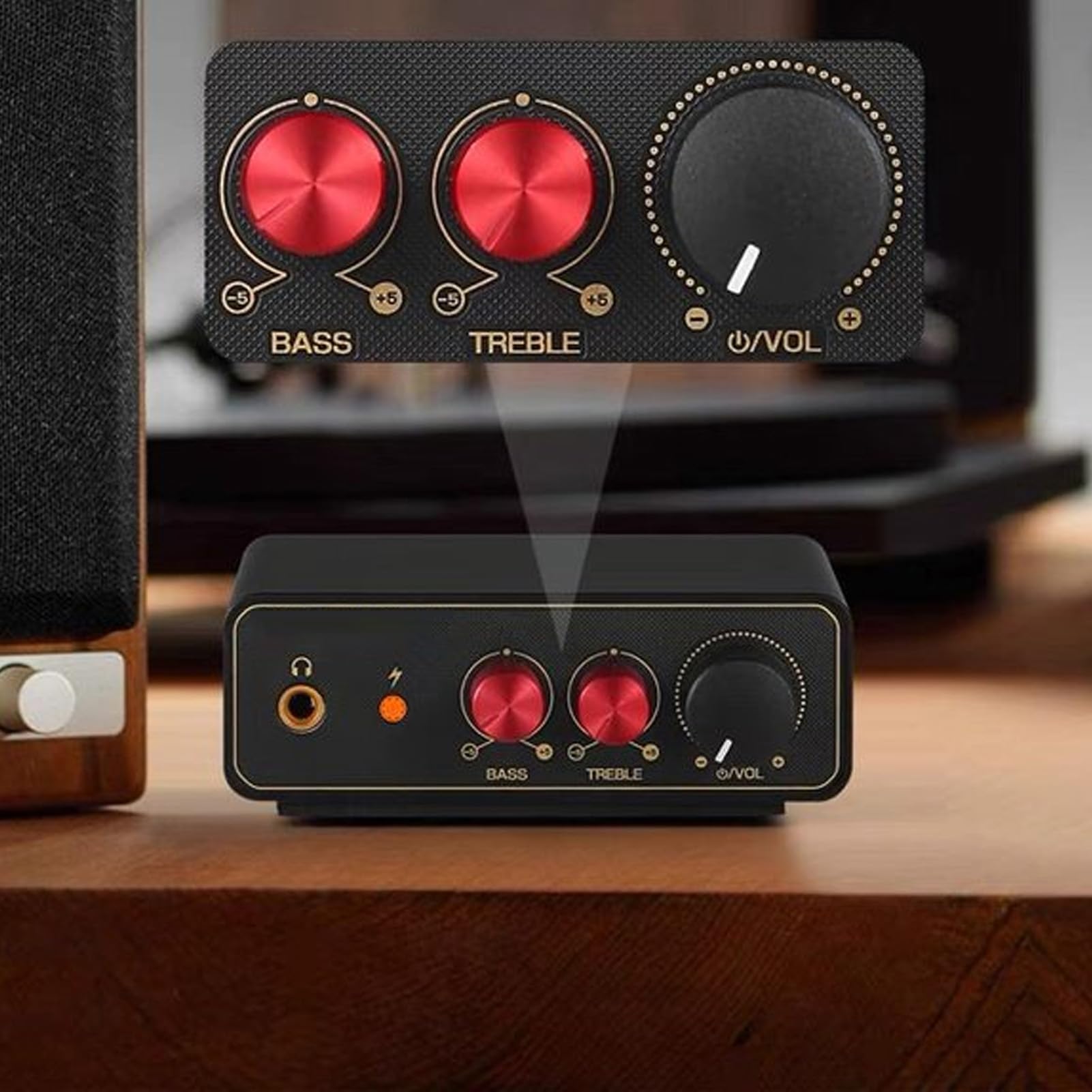 Marhynchus Preamplificatore per Giradischi Mini MM MC Preamplificatore da Stadio Fono, Scatola Stereo RIAA con Amplificatore per Cuffie, Controllo Tono Alto e Basso, Ingresso 5 V, per Utenti Audio