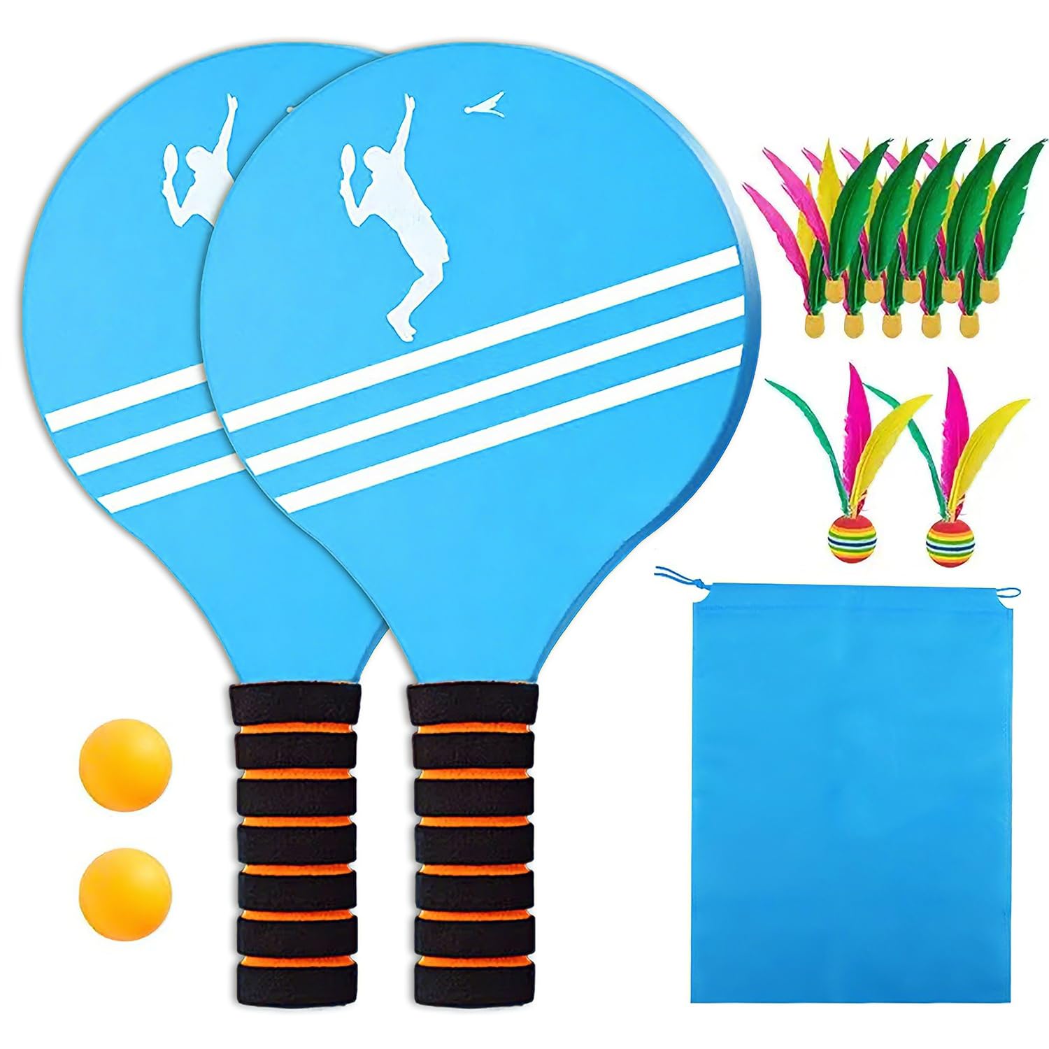 Beach Rackets, Racchette da Spiaggia Set, se-t Di racchette Con Palla, Racchettoni Mare Se-t, Set di Racch-ette da Badminton in Legno, Rac-chette da spiaggia in legno, per Gioco all’Aperto, Spiag-gia