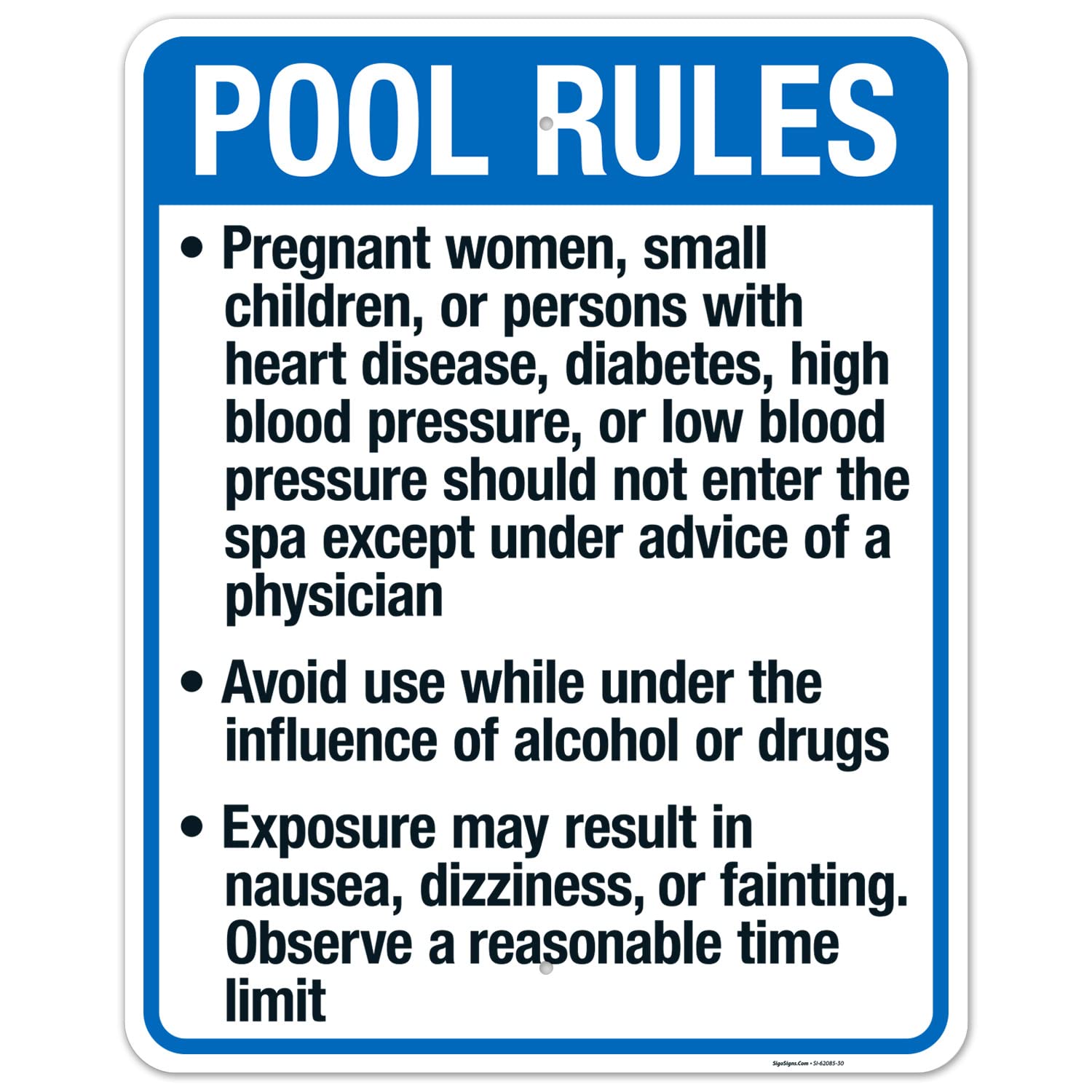 Minnesota Pool Rules Sign, Complies with State of Minnesota Pool Safety Code, 24x30 Inches, Rust Free .063 Aluminum, Fade Resistant, Made in USA