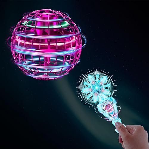 Paquete de 1 bola púrpura mejorada de orbe volador con 1 varita mágica, mini dron controlado a mano, regalo de juguete de Navidad de cumpleaños,