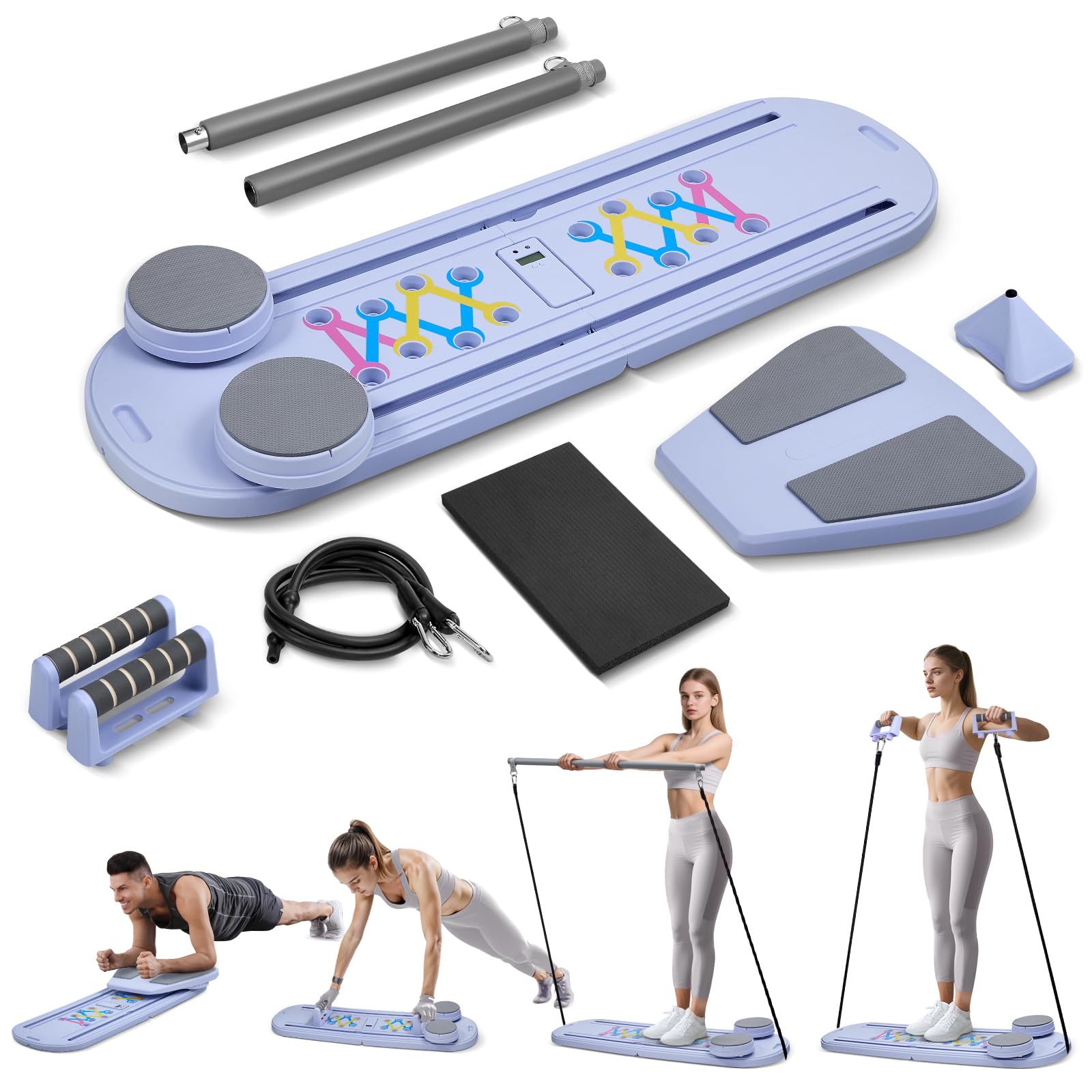 5 in 1 Pilates riformare macchina per la casa Tavola addominale pieghevole con rimbalzo automatico Ruota addominale Pilates attrezzature di allenamento per tutto il corpo Pilates reformer