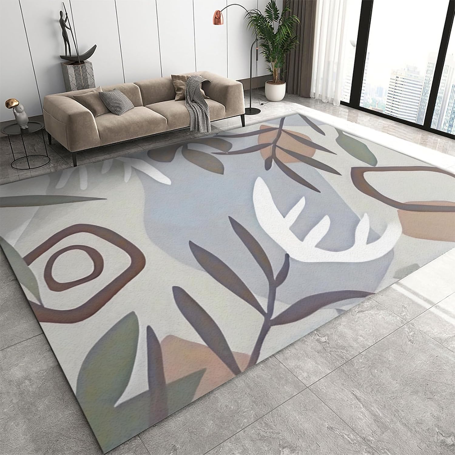 Tapis de bienvenue 180 x 280 cm pour famille avec motif feuilles