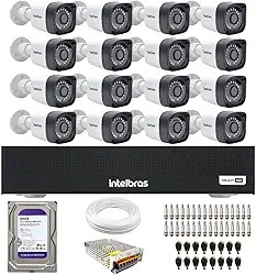Kit 16 Câmeras Segurança Full HD DVR Intelbras 16 Canais Com HD Completo