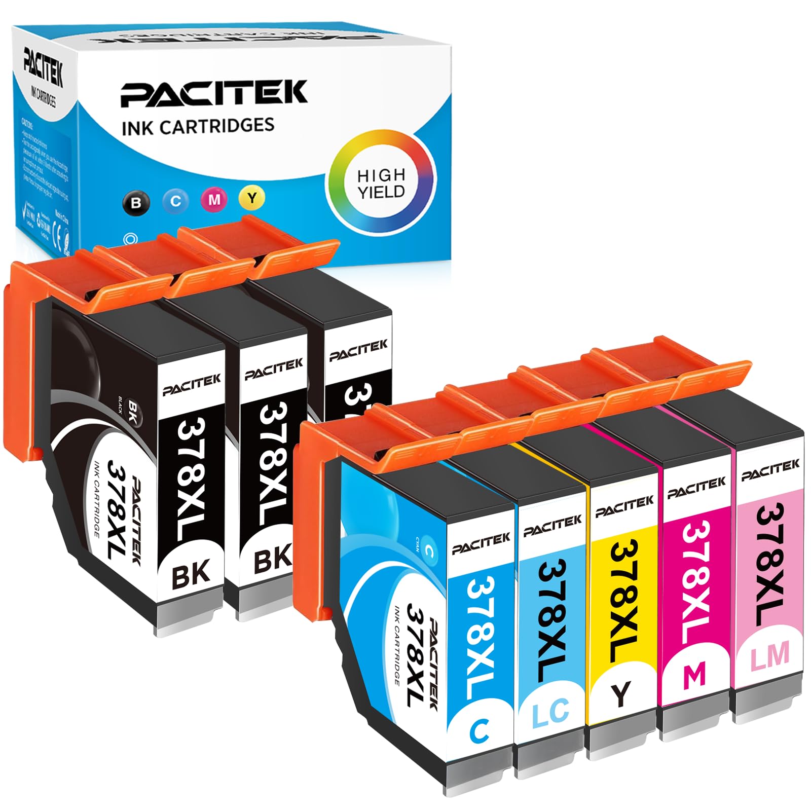 378XL Ink Cartridges Compatible for Epson 378 378XL Ink Cartridges Multipack for XP-8700 XP-8500 XP-8505 XP-8600 XP-8605 Printers (8 Packs)