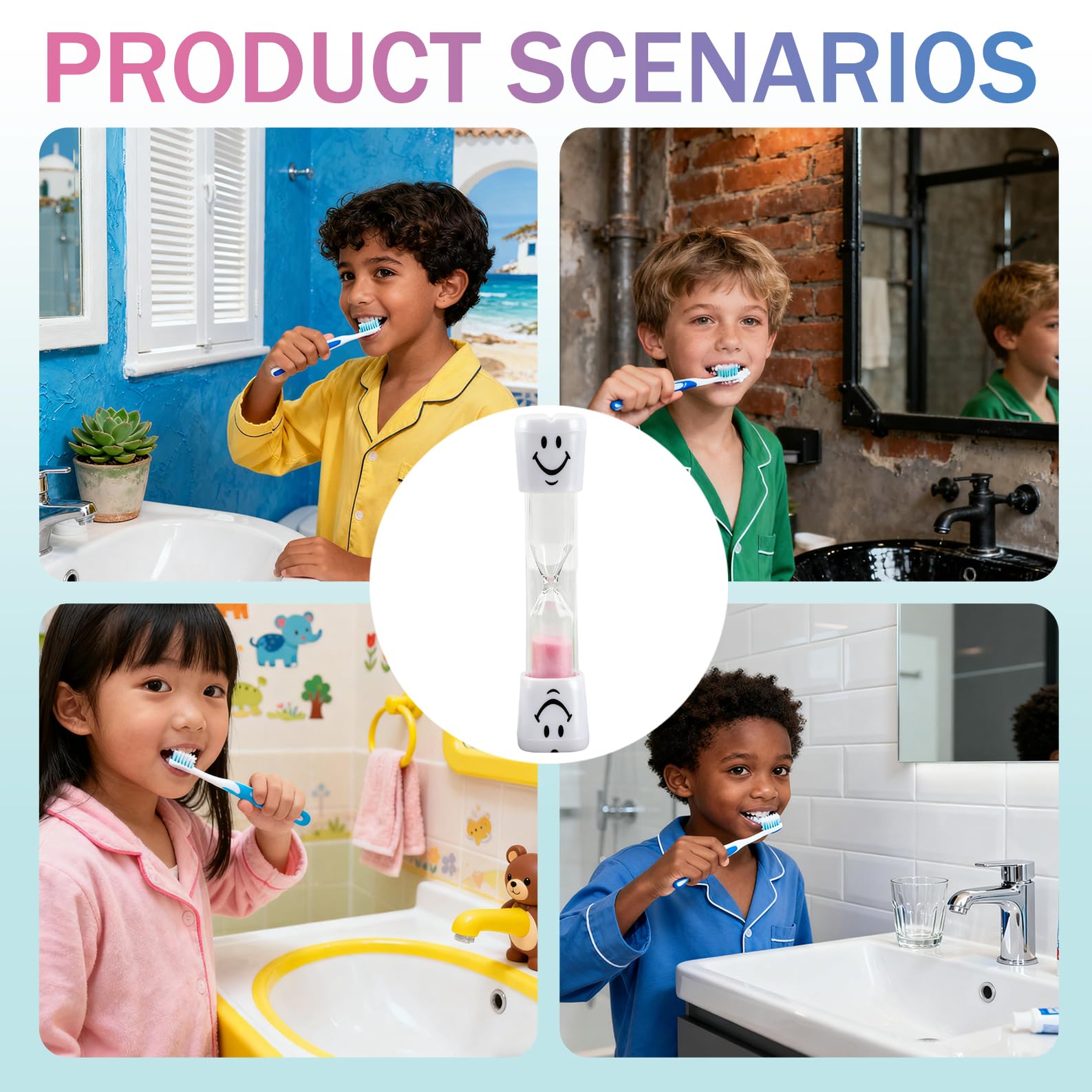 4 Timer A Clessidra Sorridente Da 3 Minuti Per Bambini - Colorati E Infrangibili Per Lavarsi I Denti (Colori Casuali) - 3