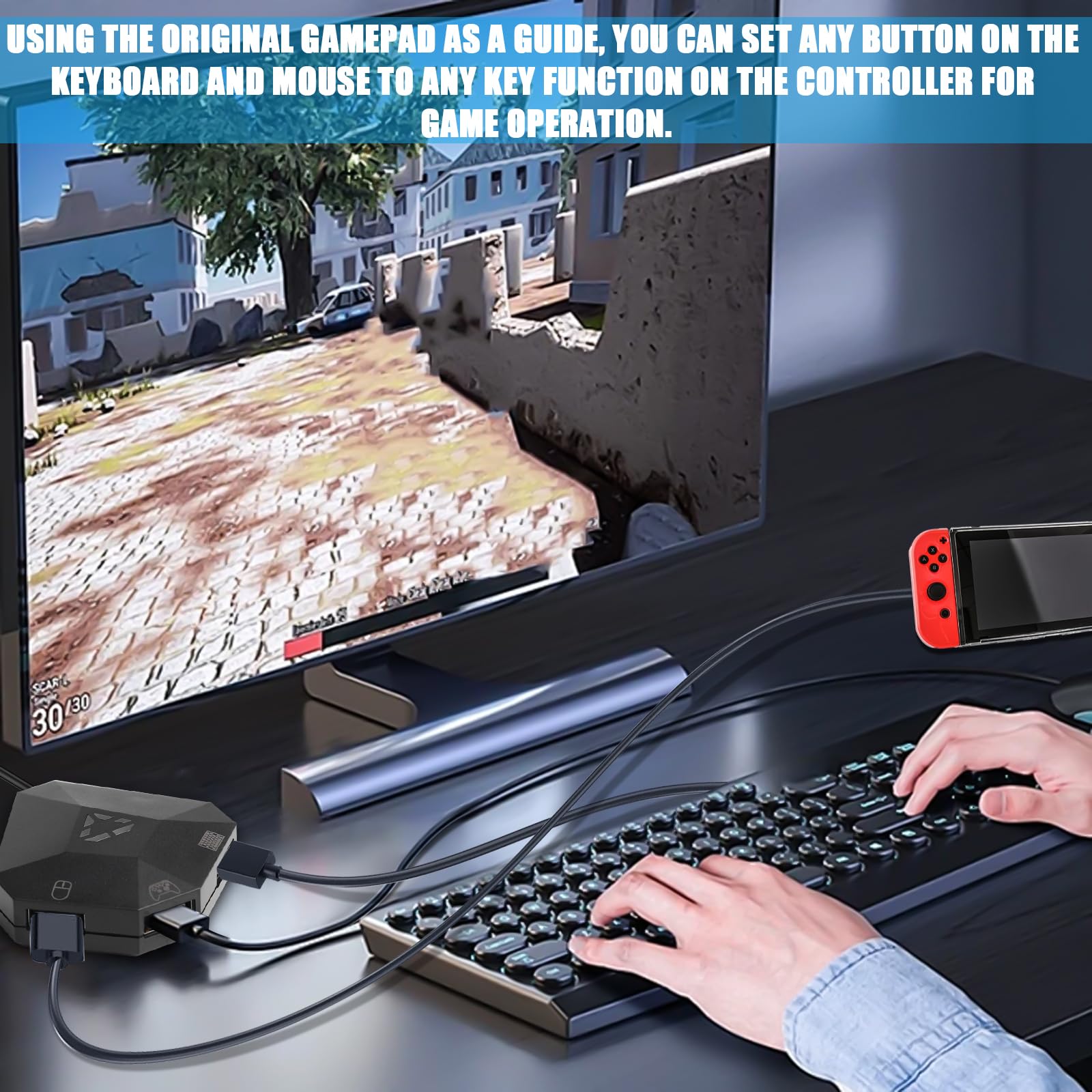 GAOUTO Tastatur und Maus konverter für N-Switch, 1 Typ-C und 3 Micro-USB, Adapter Maus Tastatur für PS4/PS3/XBOX ONE/360, Kabelgebundener Tastatu r- und Mausadapter