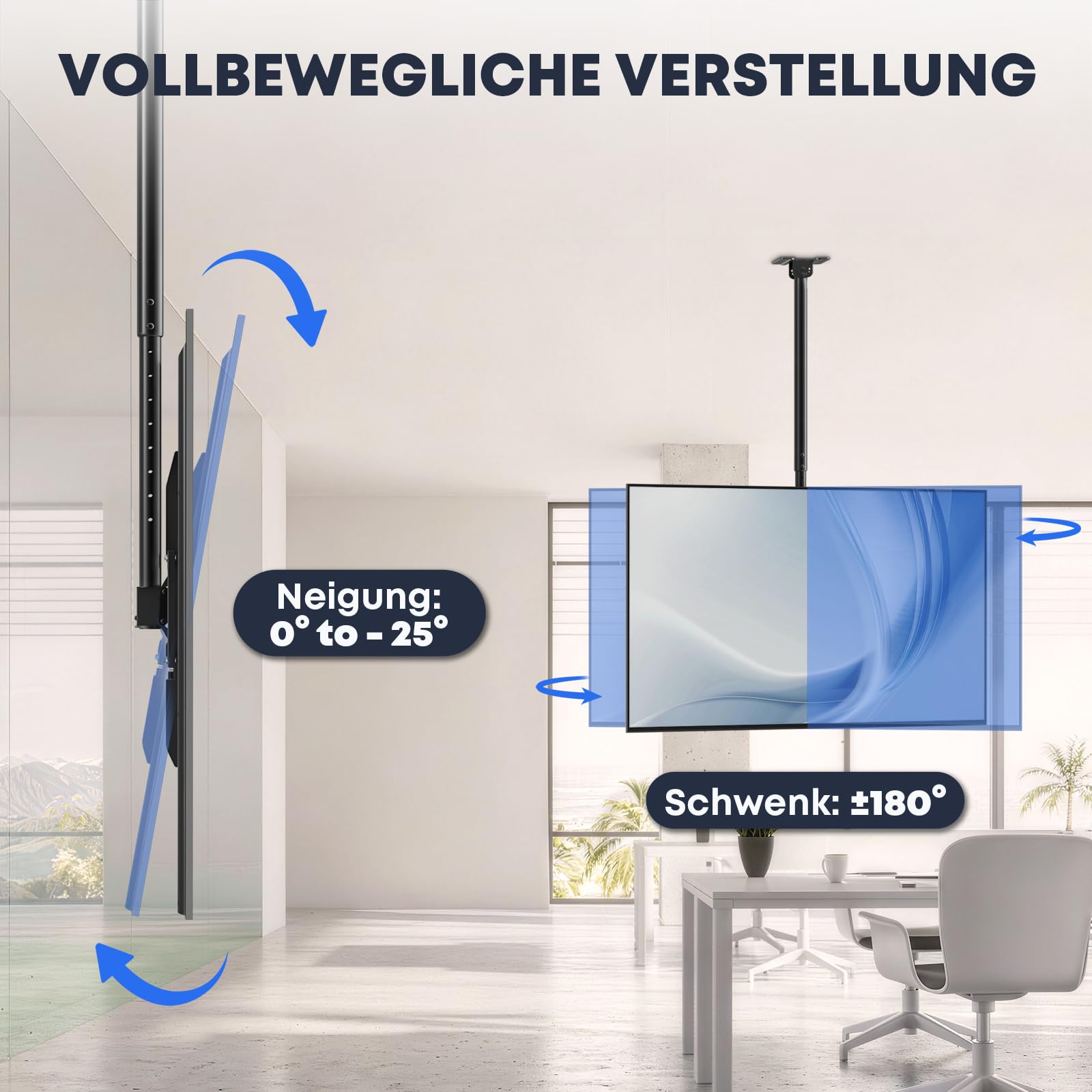 TV Deckenhalterung für 50 bis 100 Zoll, 80 kg Tragkraft