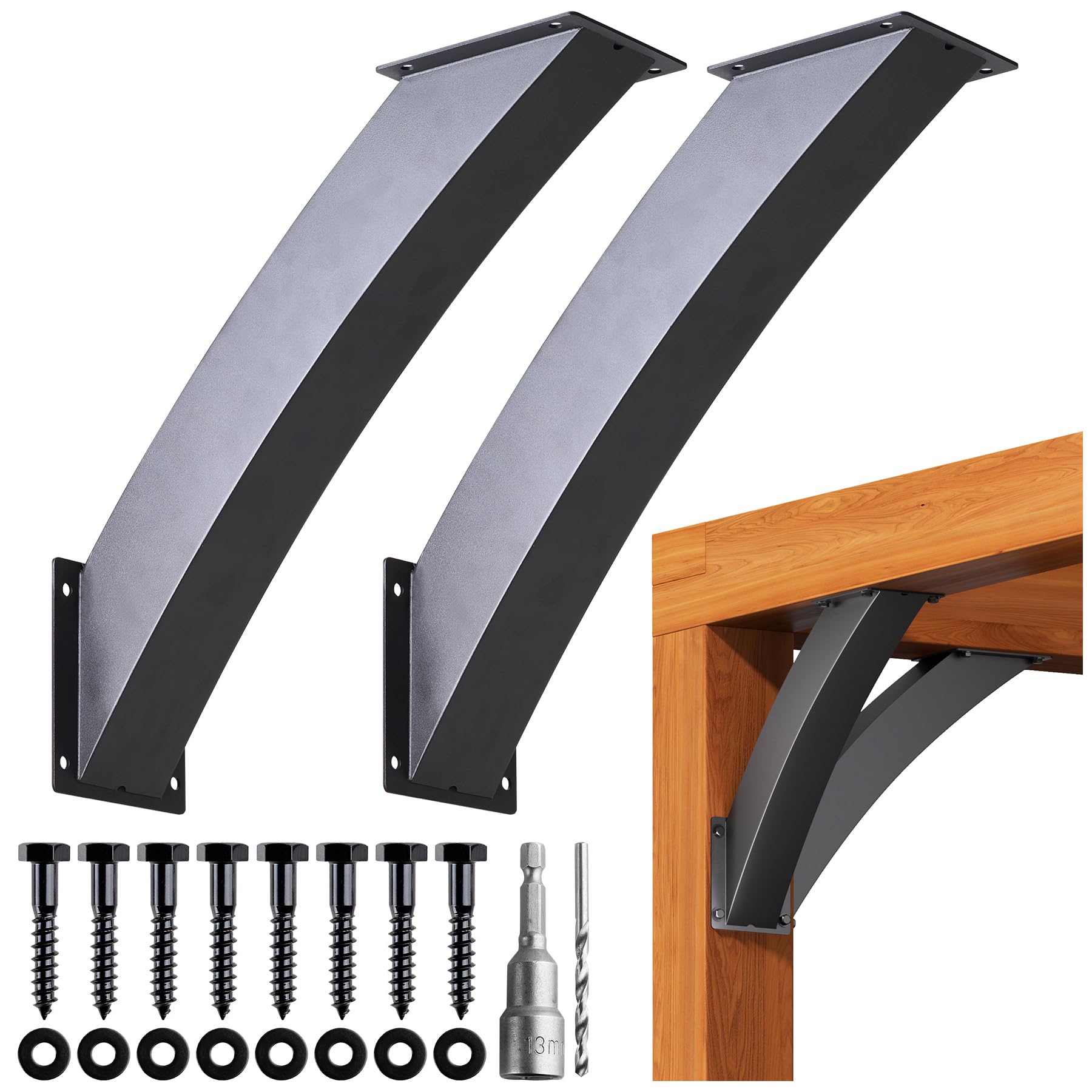 Photo 1 of Epcee Heavy Duty 45 Degree Angle Support Bracket 4"×4" (Actual: 3.2"×3.2") Wood Beam Support Hardware Degree Post Bracket for Gazebos Pagola Porches 2Pcs